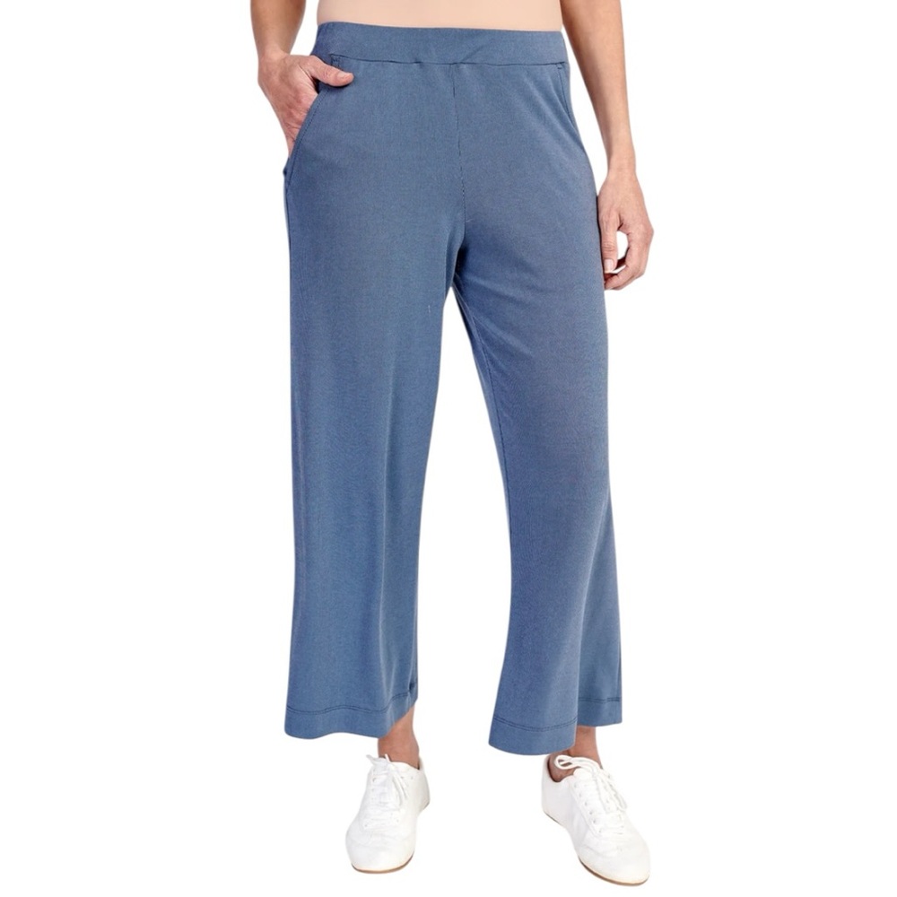 Alembika Essential Lounge Pants Blue Mist Cropped Wide Leg Size 5 | US 14-16 NWT - Picture 1 of 12